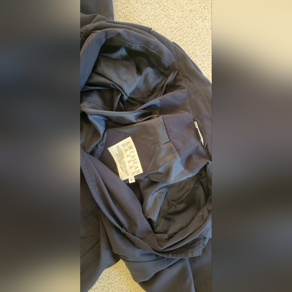 Vintage American Bazaar Navy Blue Long Trench Coat women's size 6 Preowned. - Picture 7 of 16